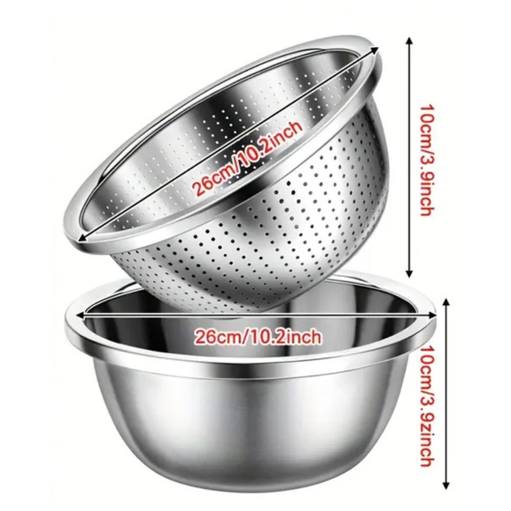 Rinse Mix Stainless Colander Duo Set 10.2"