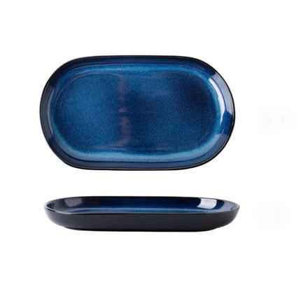 Rio Blue Glazed Porcelain Plates Oval Plate