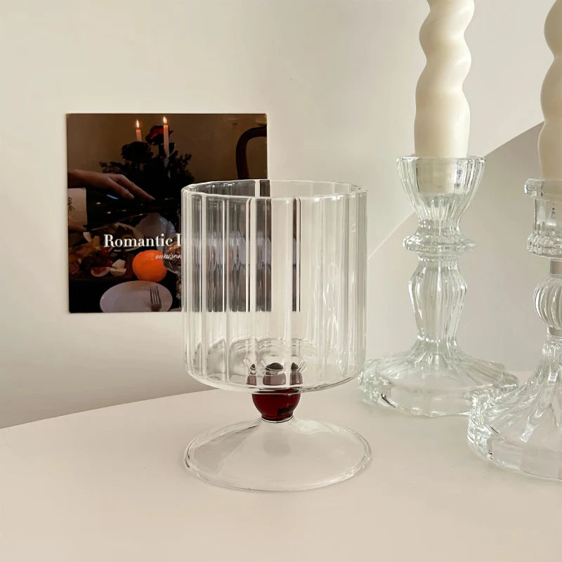 Ripple & Dot Glass Goblet Brown