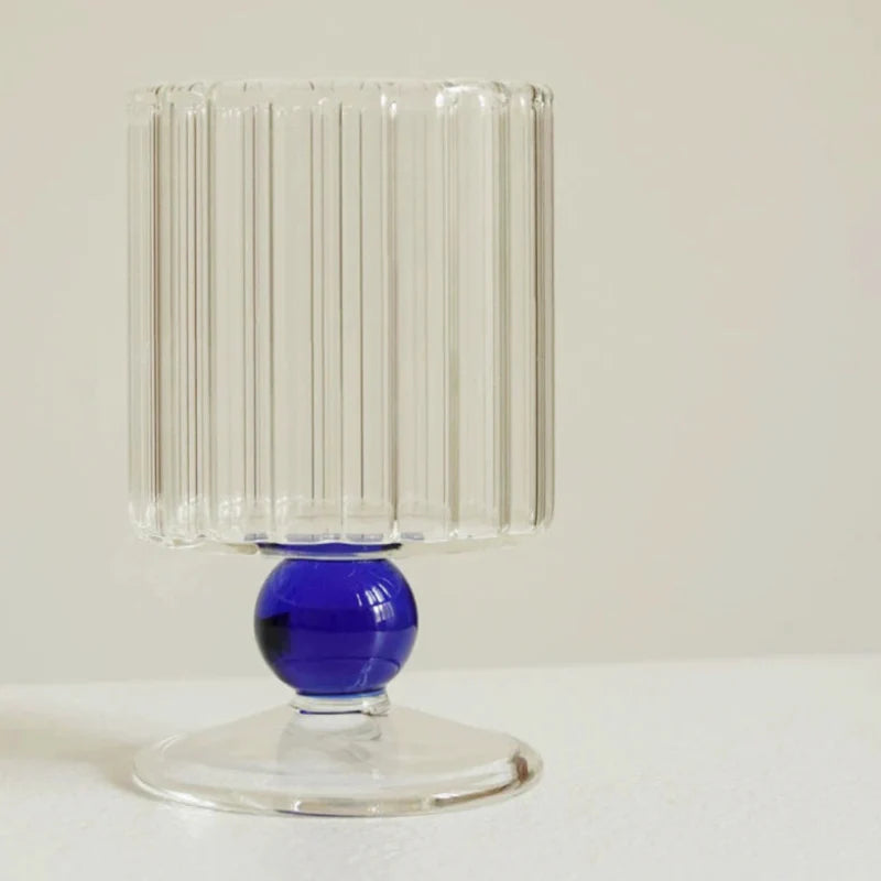 Ripple & Dot Glass Goblet Blue