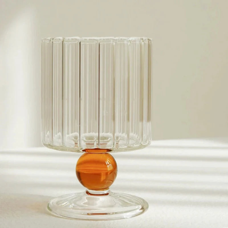 Ripple & Dot Glass Goblet Yellow