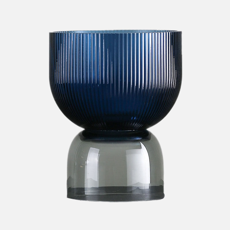 Ripple Glass Bowl & Vase Blue Wide