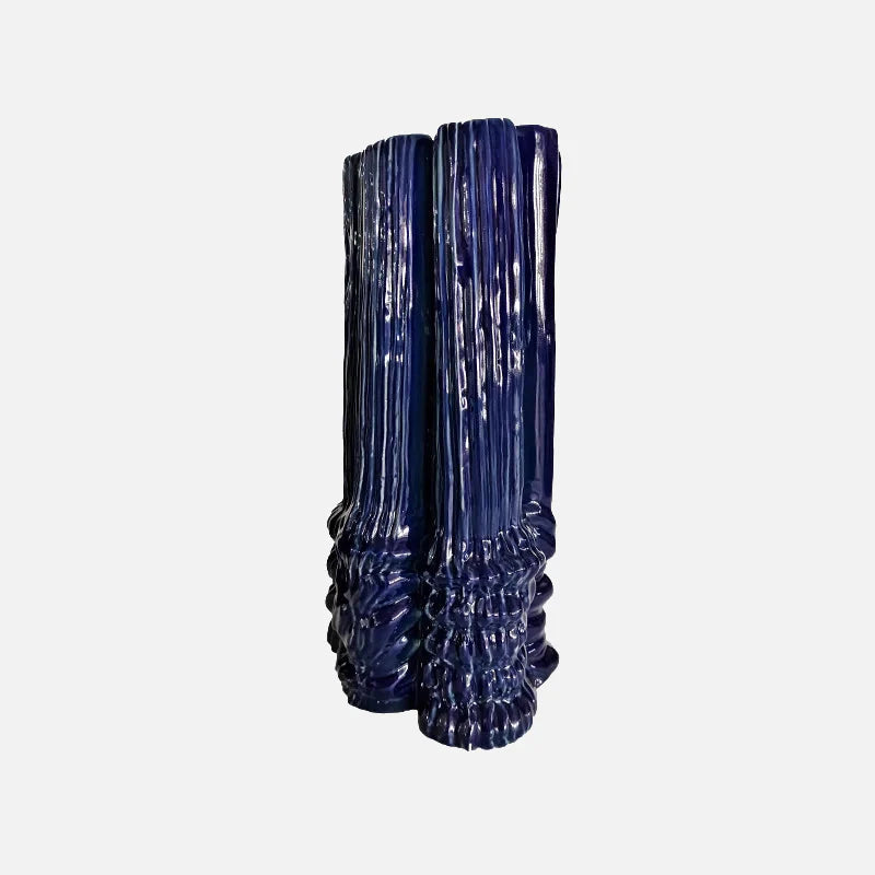 Ripple Glazed Ceramic Abstract Vase Blue Tall