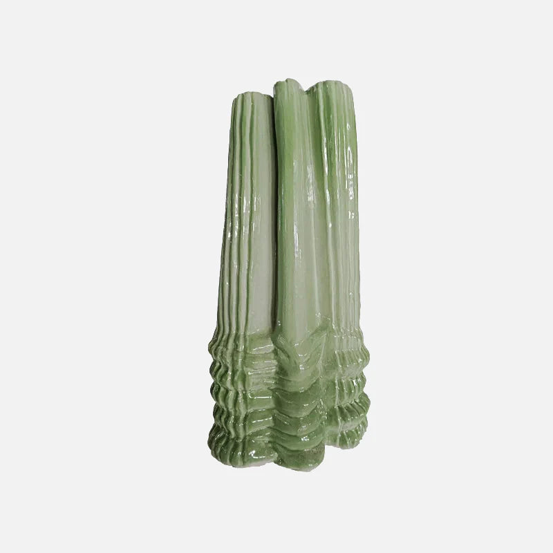 Ripple Glazed Ceramic Abstract Vase Green Tall
