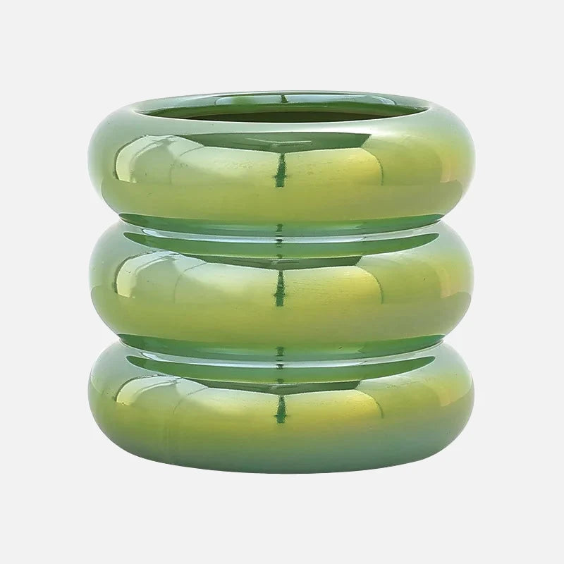 Ripple Ring Glazed Ceramic Vase and Desktop Organizer