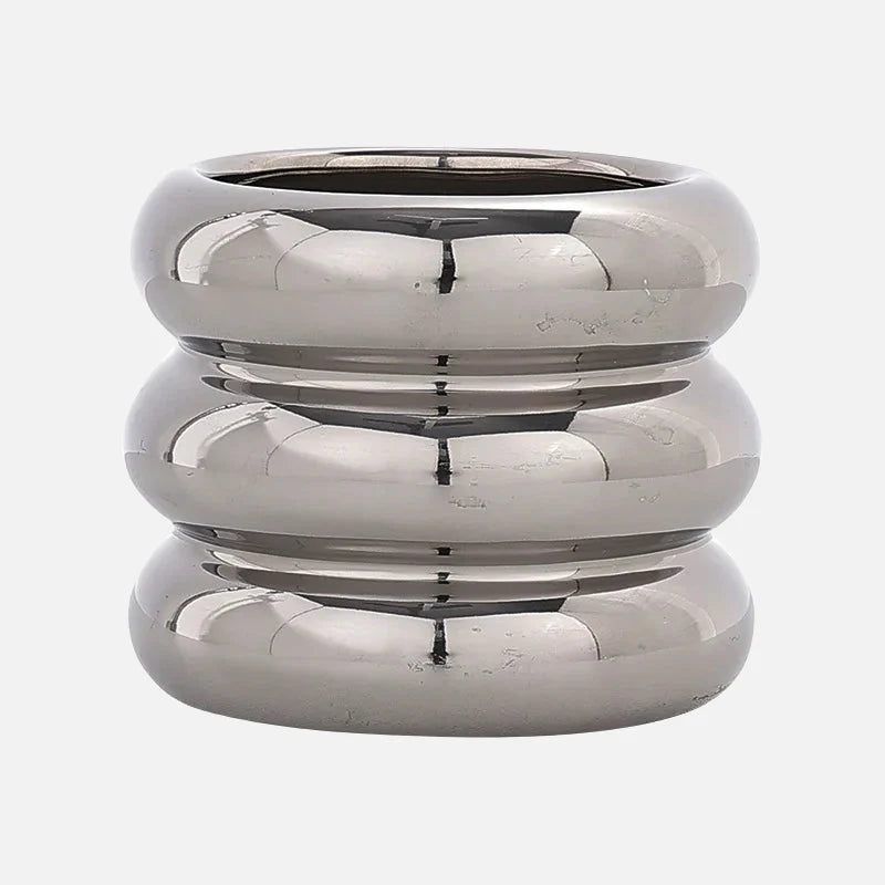 Ripple Ring Glazed Ceramic Vase and Desktop Organizer