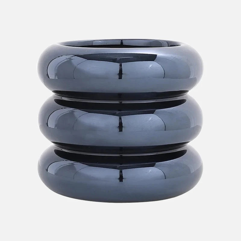 Ripple Ring Glazed Ceramic Vase and Desktop Organizer