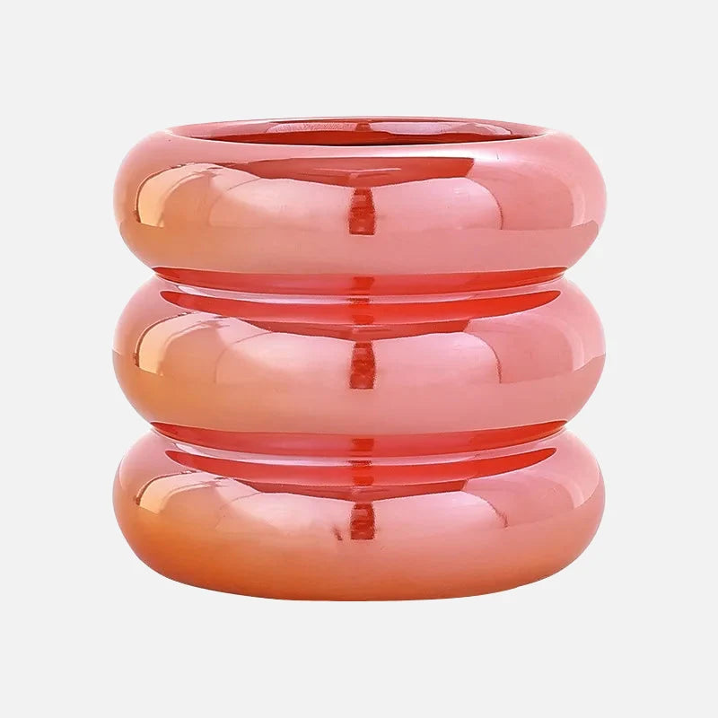 Ripple Ring Glazed Ceramic Vase and Desktop Organizer
