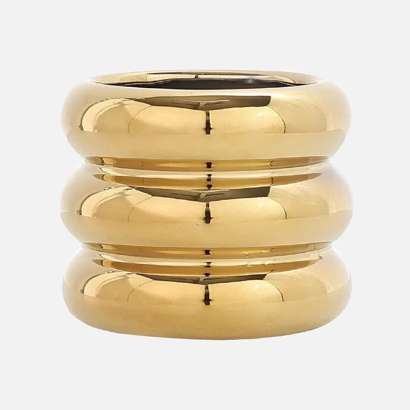 Ripple Ring Glazed Ceramic Vase and Desktop Organizer