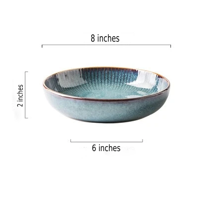 River Blue Ceramic Porcelain Dinnerware Shallow Plate