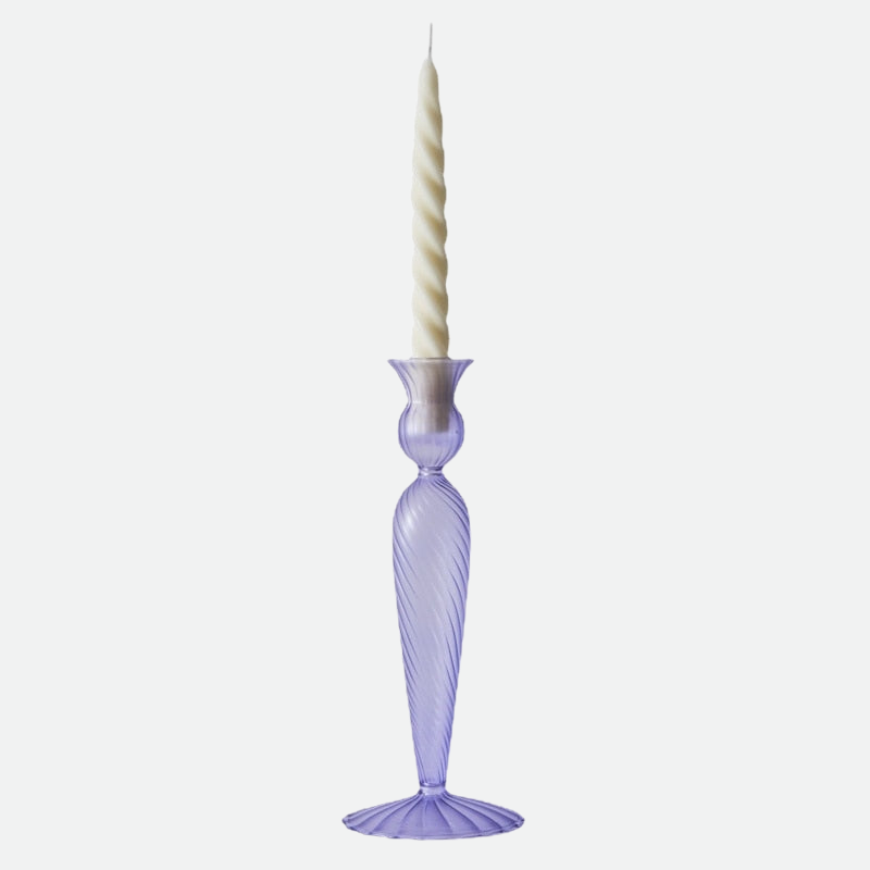 Rocco Vintage Glass Candle Holder Collection Lilac Tall Textured