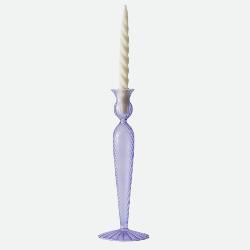 Rocco Vintage Glass Candle Holder Collection Lilac Short Textured