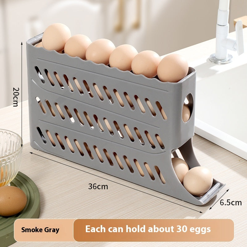 Rolling Egg Organizer Dispenser Tray Gray