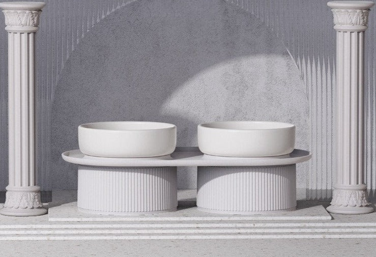 Roman Classic Elevated Double Pet Feeding Bowls