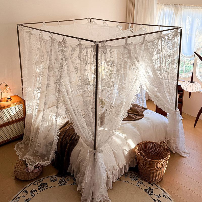 Romantic Floral Lace Bed Canopy Curtains