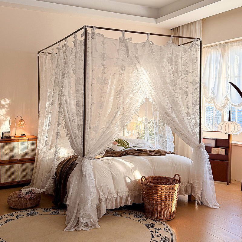Romantic Floral Lace Bed Canopy Curtains