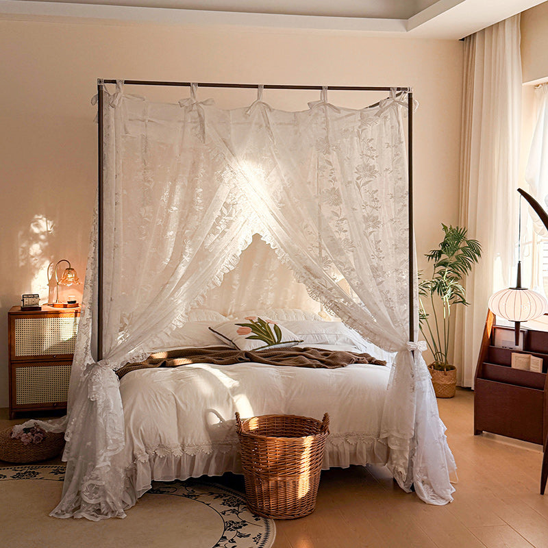Romantic Floral Lace Bed Canopy Curtains