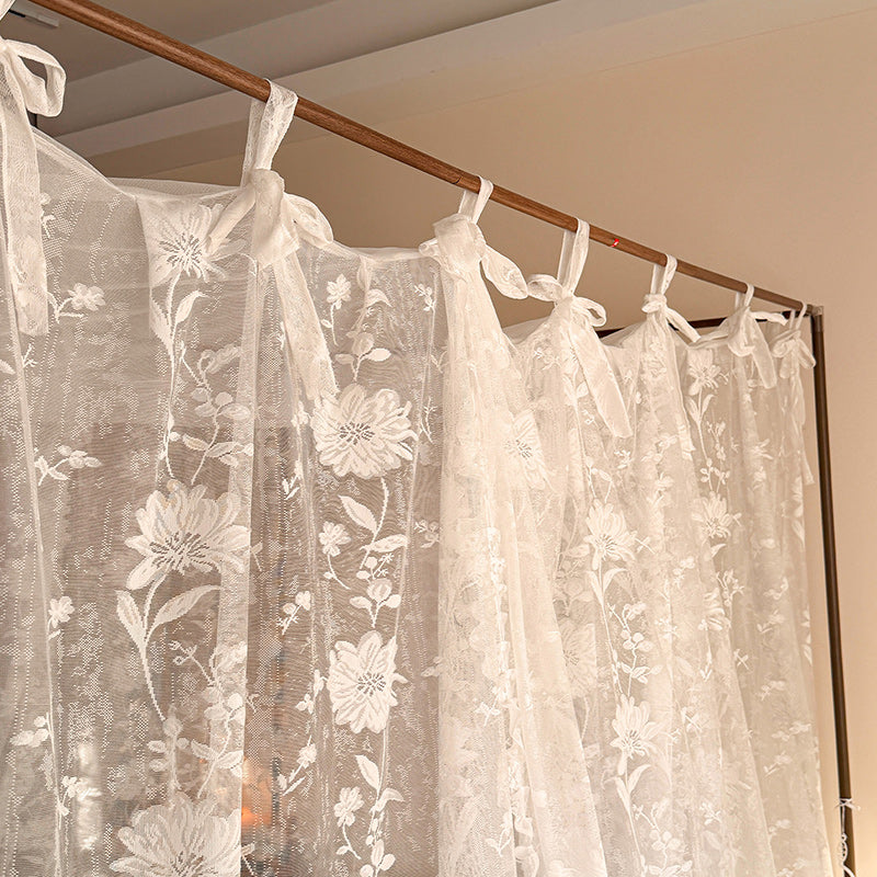Romantic Floral Lace Bed Canopy Curtains