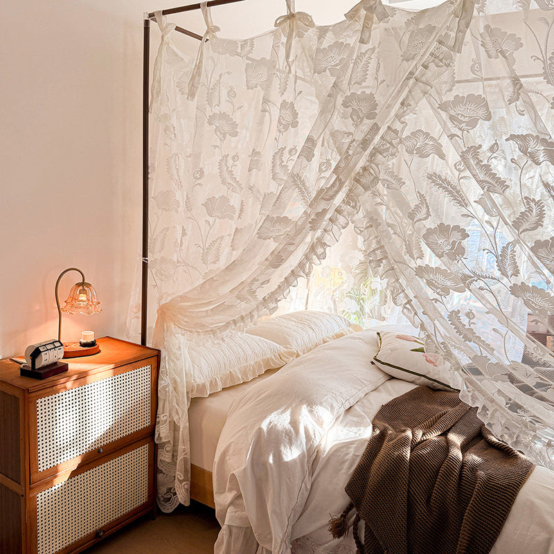 Romantic Vintage Lace Bed Canopy Curtains