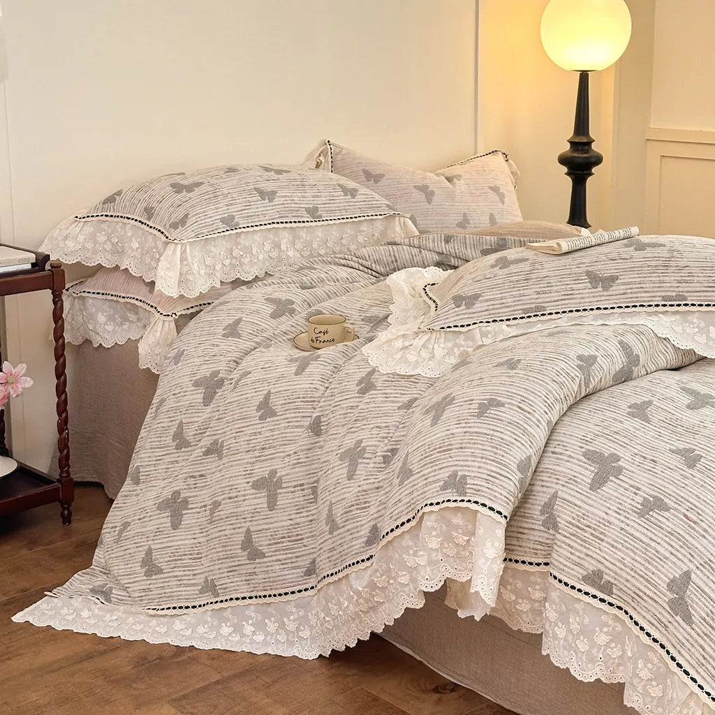 Romantic Butterfly Bedding Set Mocha