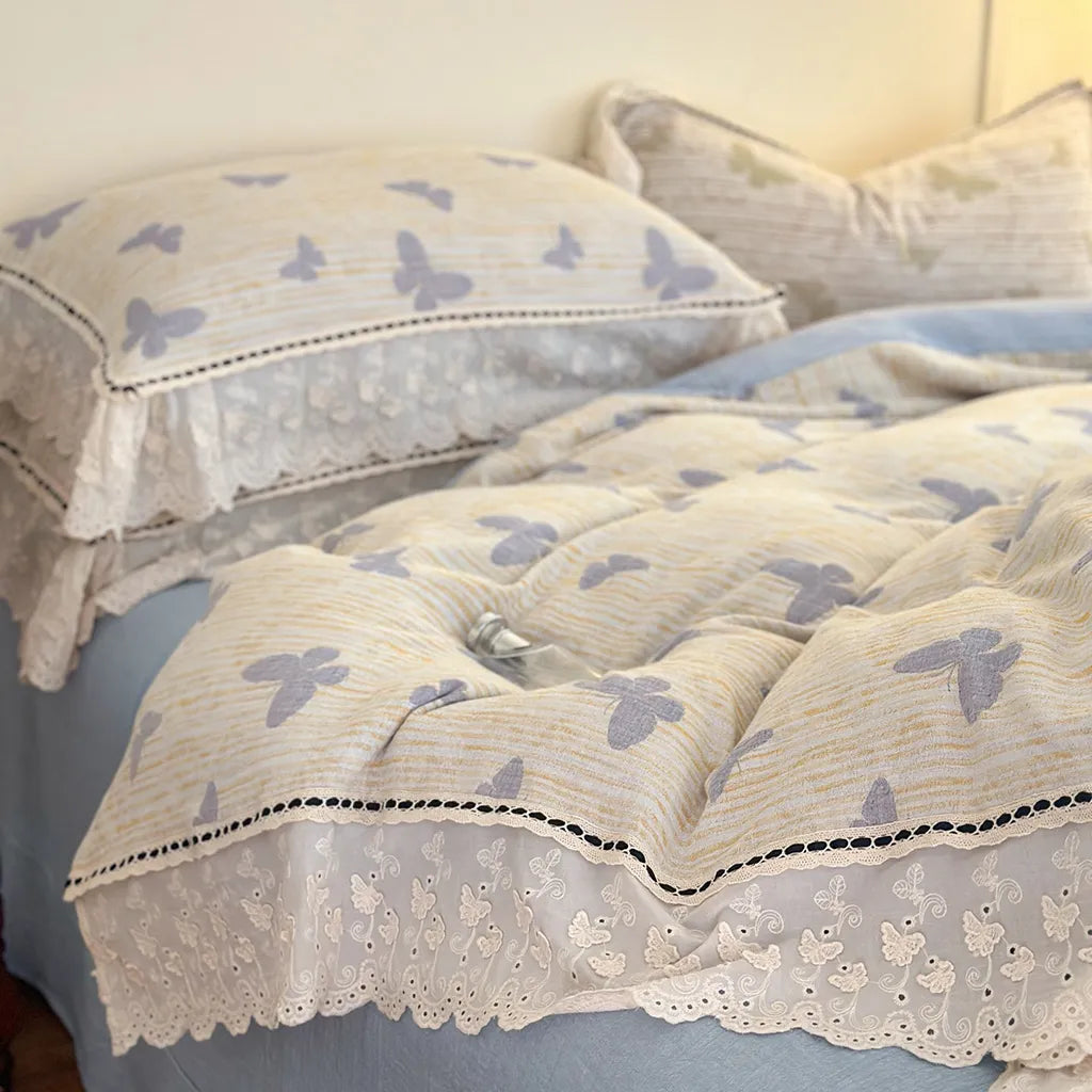 Romantic Butterfly Bedding Set Blue
