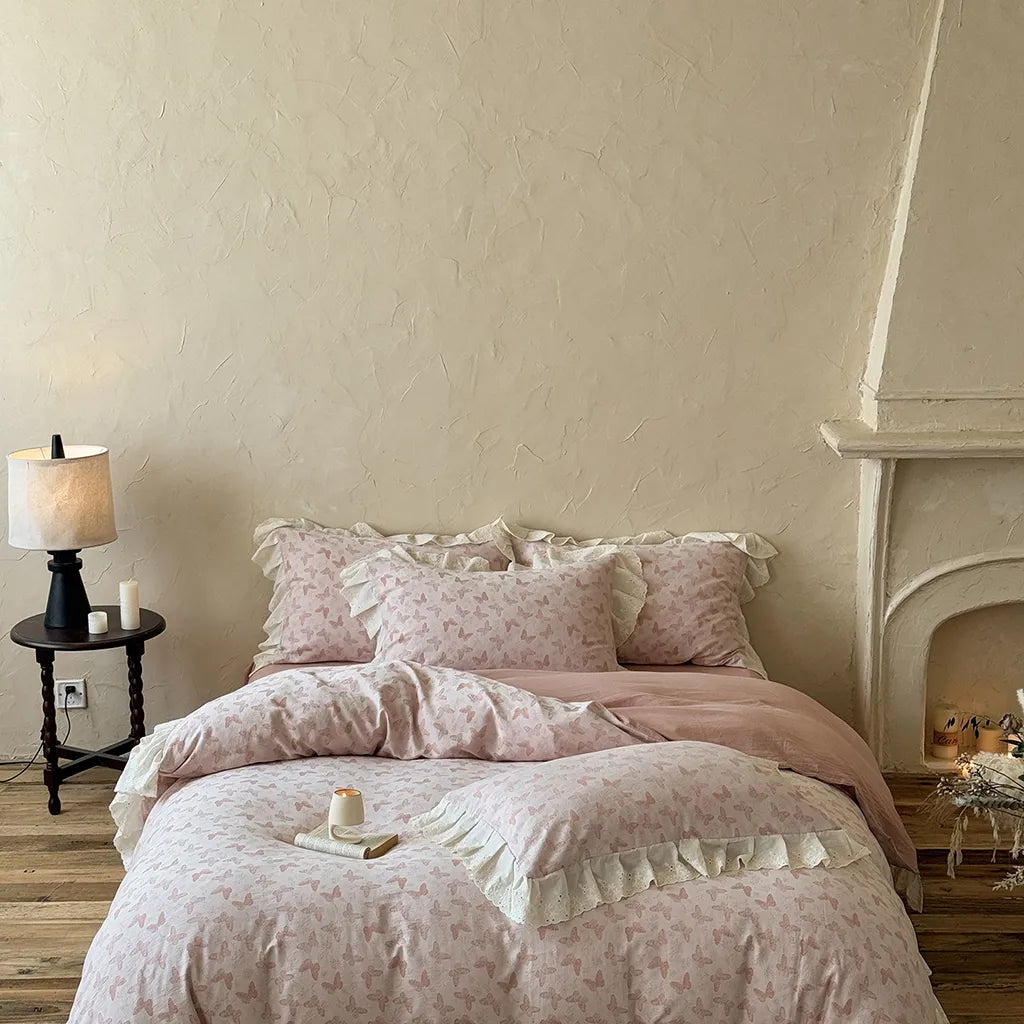 Romantic Butterfly Embroidery Bedding Set