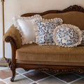 Romantic Floral Pearl-Trim Cushion Cover
