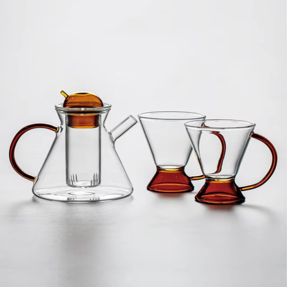 Rooibos Heat-Resistant Glass Tea Set Pot + 2 Cups