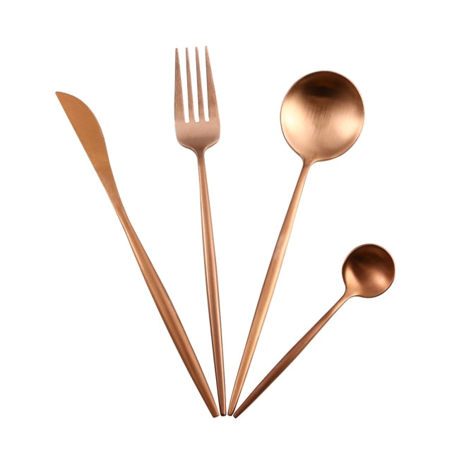 Rose Gold Flatware 4 piece Set