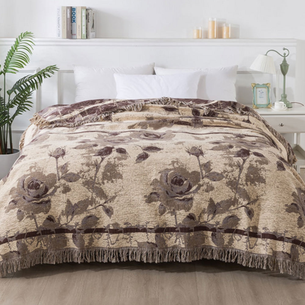 Rosewood Grace Throw Cotton Blanket Mocha Rose