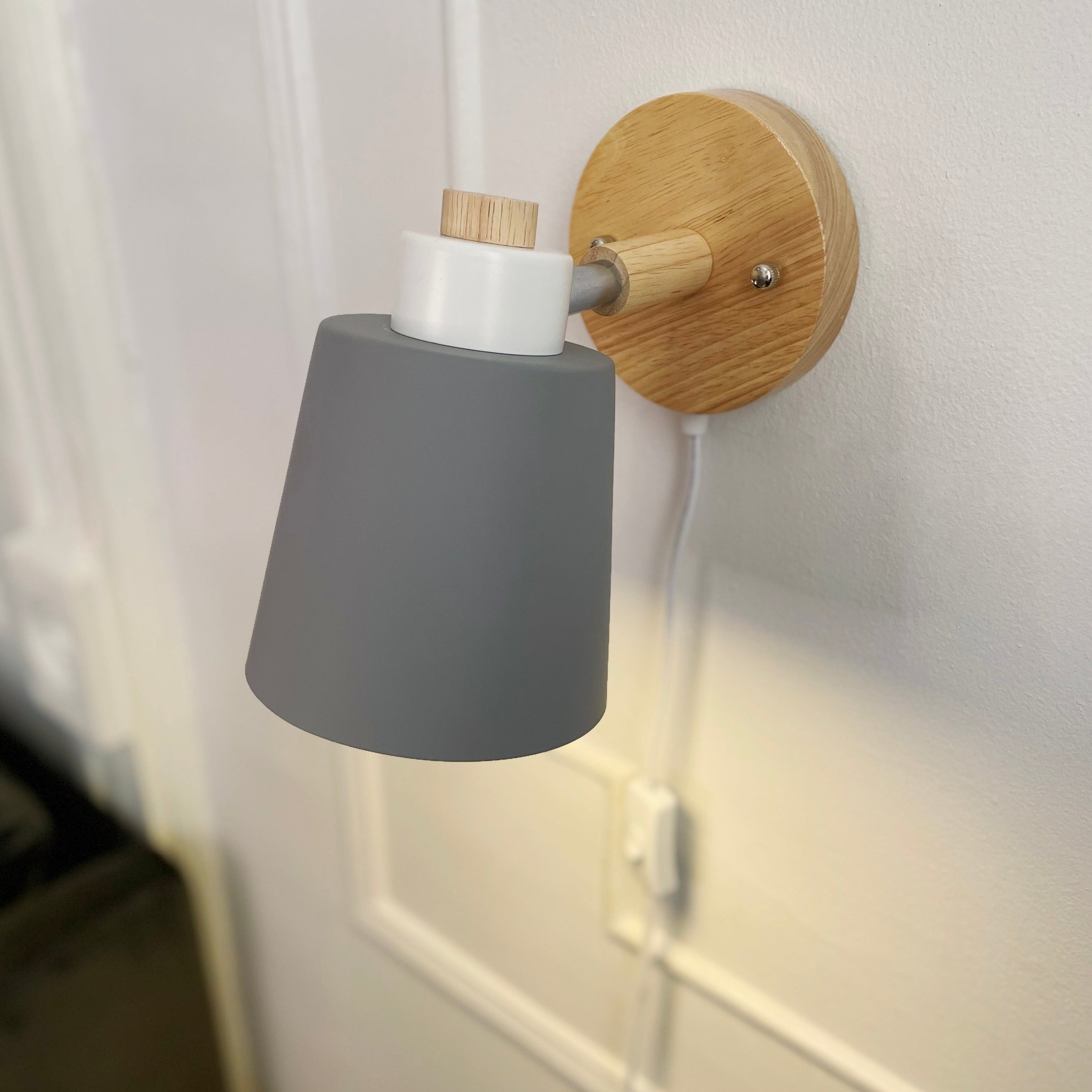 Rotating Reading Lamp with Plug Grey