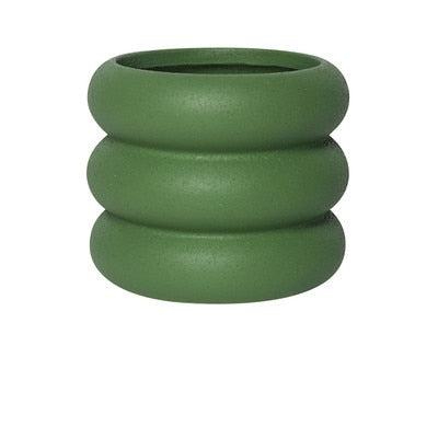 Round Rolls Ceramic Plant Pot Green
