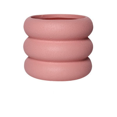 Round Rolls Ceramic Plant Pot Pink