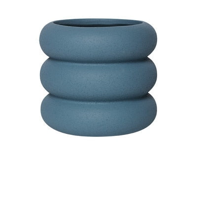 Round Rolls Ceramic Plant Pot Teal