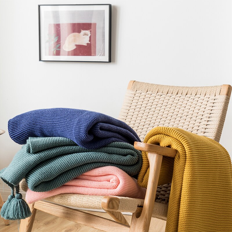Royal Blue Knit Throw Blanket