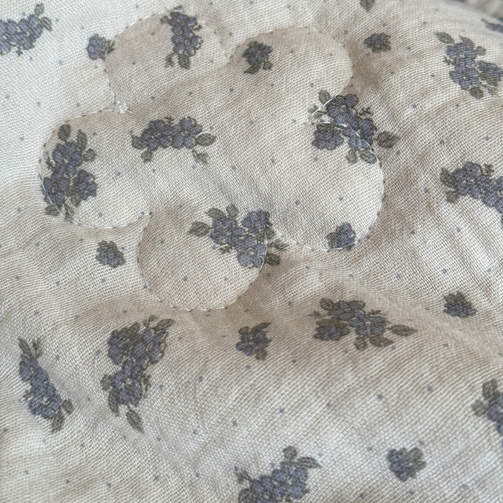 Lavender Blue Floral Comforter – Ruffled Cotton Gauze