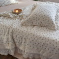 Ruffled Cotton Gauze Comforter – Rose Floral Lightweight Quilt