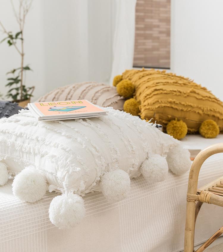 Ruffles and Poms Cushion Cover