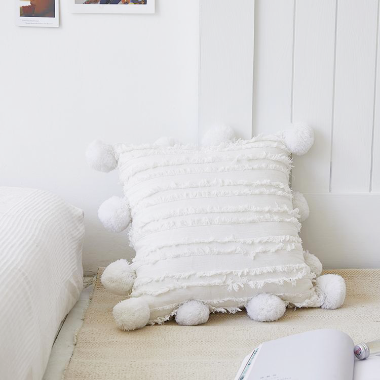 Ruffles and Poms Cushion Cover
