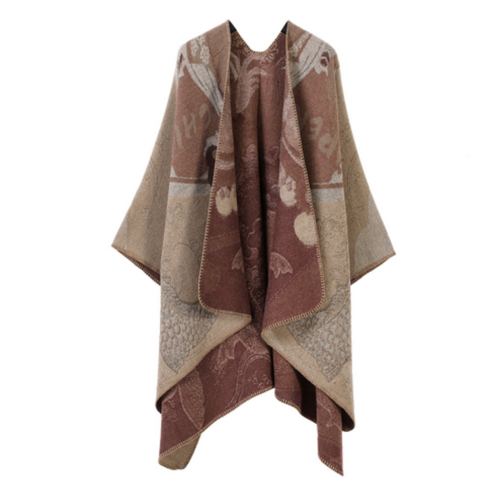 Runestone Reverie Reversible Poncho Rust Clay