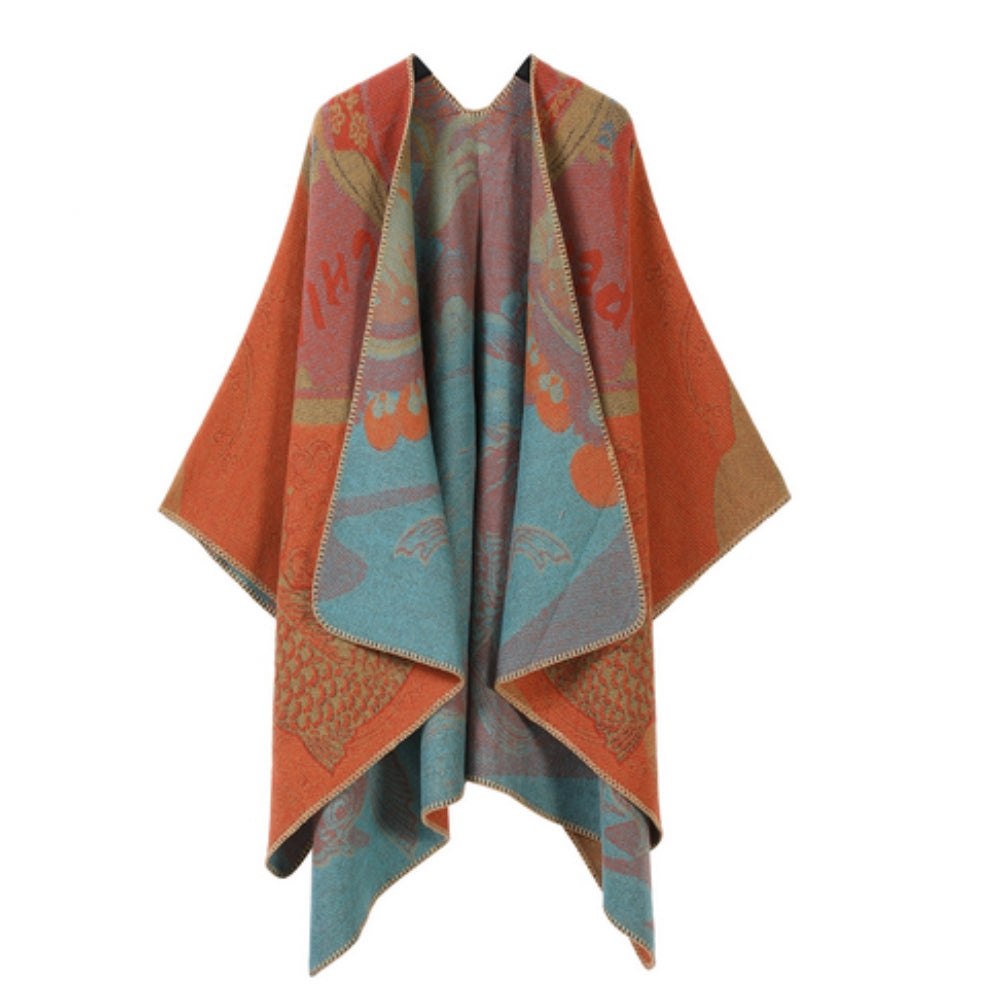 Runestone Reverie Reversible Poncho Rust Mirage