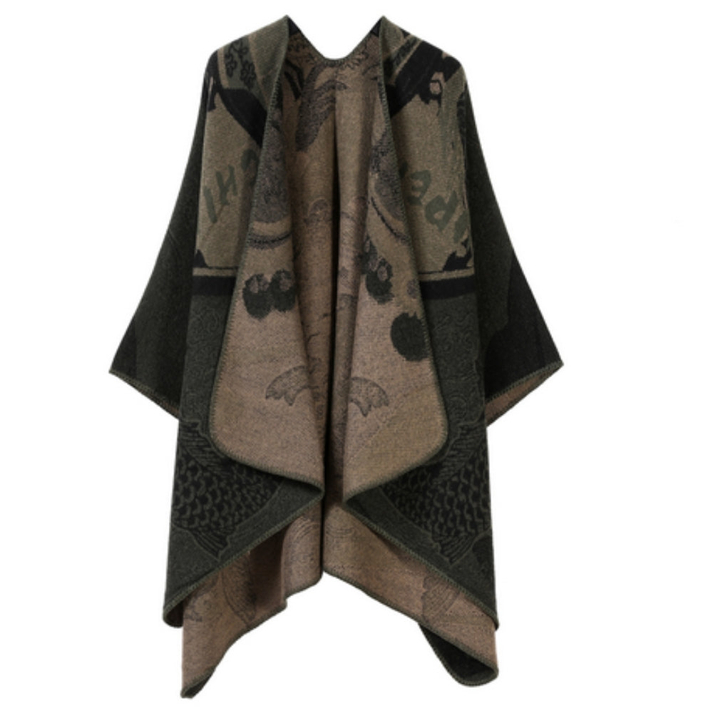 Runestone Reverie Reversible Poncho Forest Bark