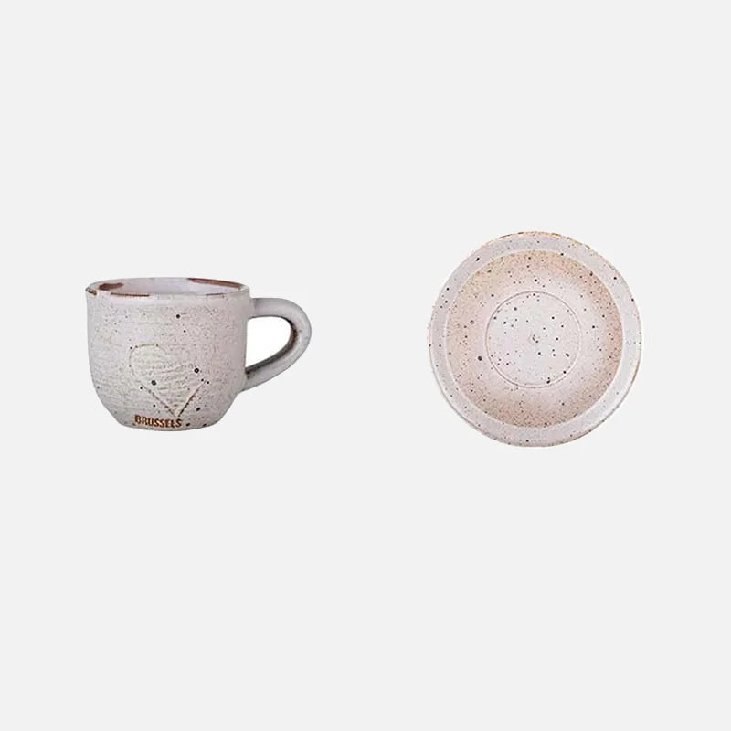 Rustic Ceramic Coffee Mug & Saucer Set Coffee Cup & Saucer