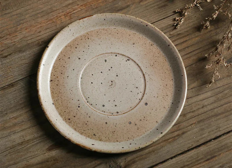 Rustic Ceramic Coffee Mug & Saucer Set