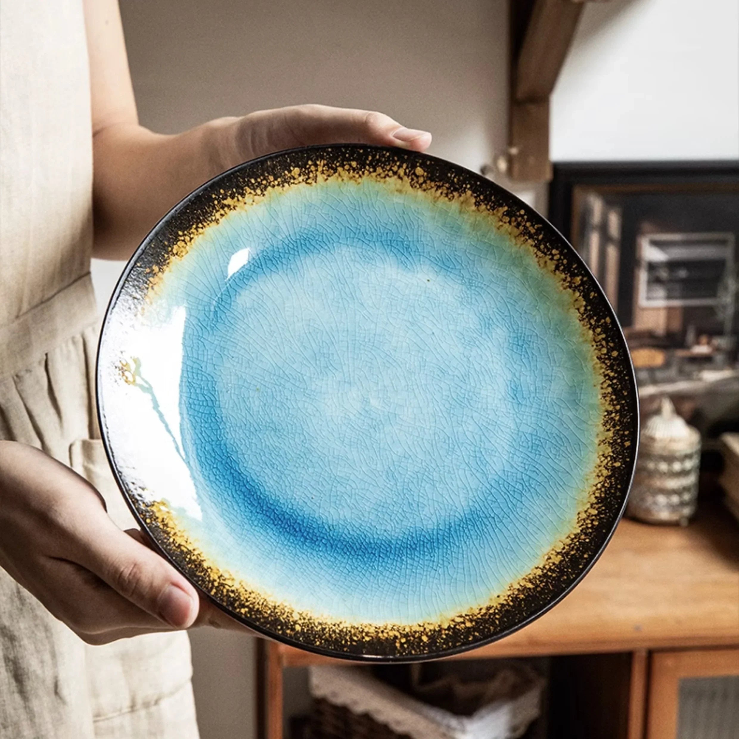 Lava Glaze Ceramic Dinner Plate