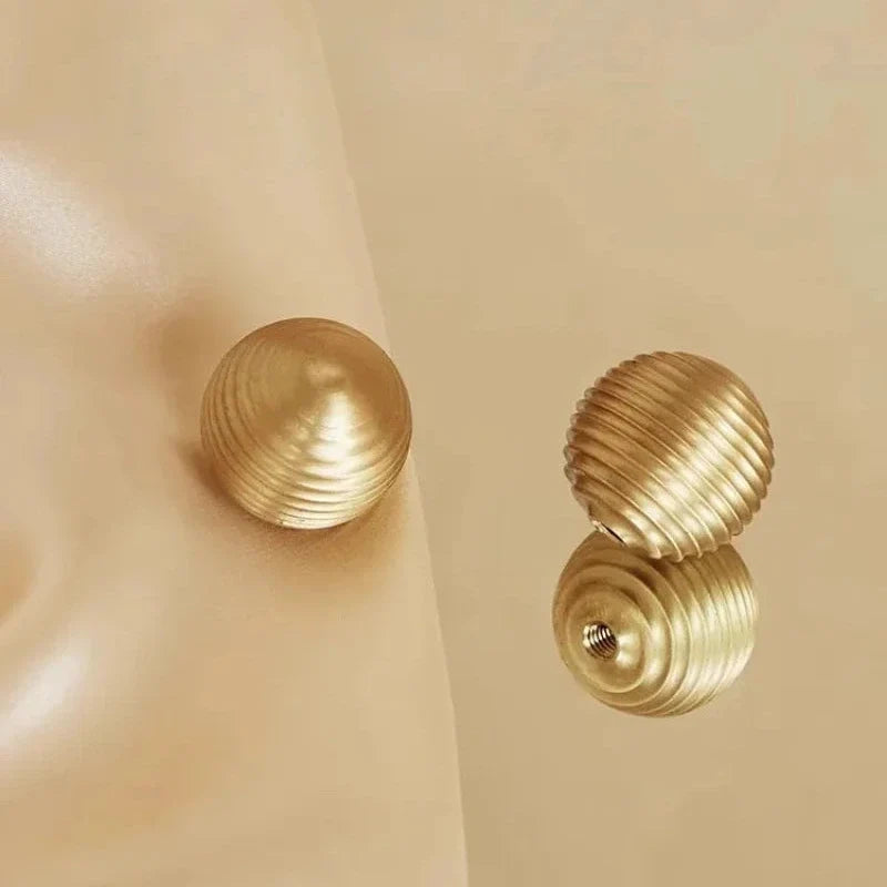 Ribbed Orb Brass Cabinet Knob