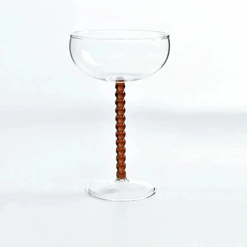 Gilded Era Beaded Coupe Glass Brown