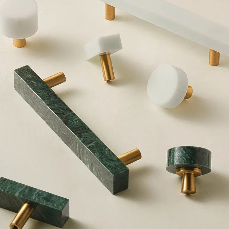 Emerald & Alabaster Knob & Bar Pulls