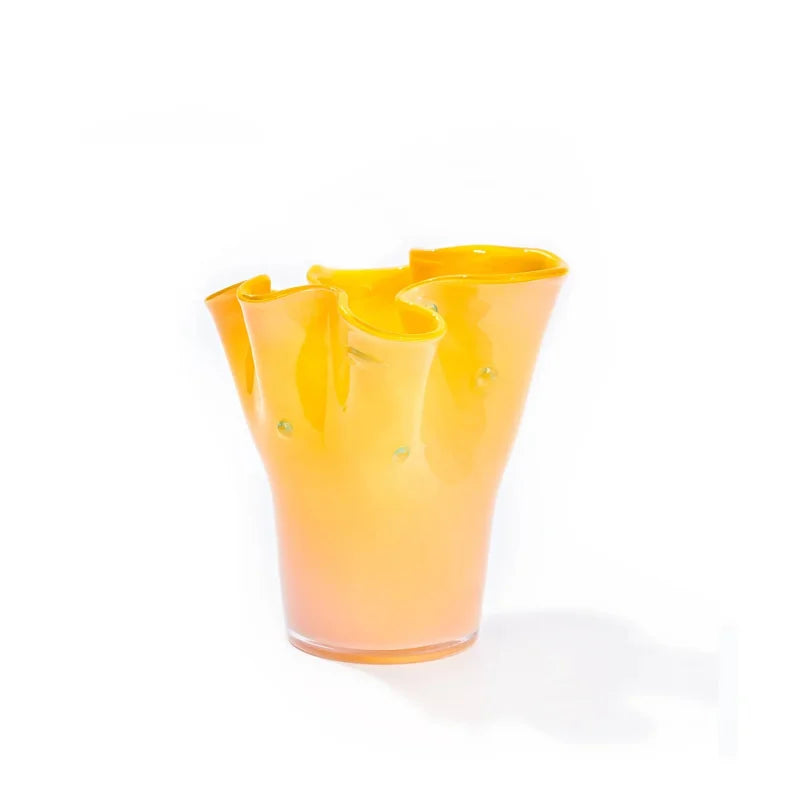 Taffy Wave Glass Flower Vase Dotted Tangerine