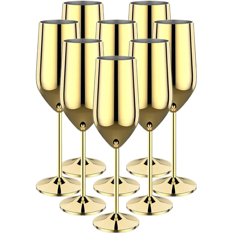 Stainless Steel 8-Piece Glassware Set Gold (Champagne Glass)